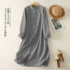 批发实拍2026早春<b class='q'>大码</b><b class='q'>女</b>装日系慵懒风格子衬衫<b class='q'>连衣裙</b>简约上衣