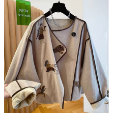 批发秋装新款高端亚麻重工刺绣圆领短款外套巨好看的<b class='q'>宽松</b>休闲夹克上衣