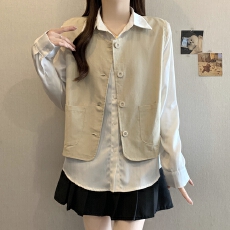 批发已出货 实拍复古工装大口袋马甲<b class='q'>背心</b>百搭显瘦叠穿坎肩外套上衣