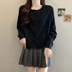 批发实拍秋装大码女装高级感新中式复古轻国风高端亚麻圆领薄开衫衣