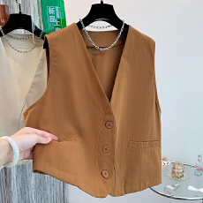 批发2026早春实拍棉质马夹外套宽松显瘦v领简约小众设计感工装<b class='q'>背心</b>
