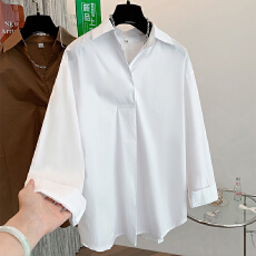 批发2026早春实拍新款日韩大码女装气质纽扣宽松长袖<b class='q'>衬衫</b>上衣