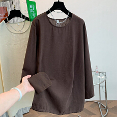 批发2026早春实拍圆领衬衫宽松大码显瘦简约小众设计感减龄苎麻上衣