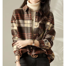 批发2026早春百搭复古格子加厚磨毛叠穿衬衣<b class='q'>宽松</b>休闲衬衫