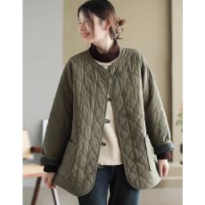 批发<b class='q'>原</b><b class='q'>单</b>气质圆领夹棉加厚外套女秋冬季百搭休闲宽松保暖棉服内搭