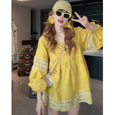 批发秋装新款法式复古镂空刺绣蕾丝花边灯笼袖<b class='q'>衬衫</b>独特别致上衣