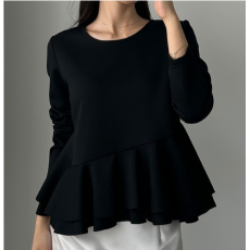 批发秋装新款<b class='q'>欧美</b>长袖衬衫纯色前纽扣简约衬衣优雅时尚日常休闲上衣