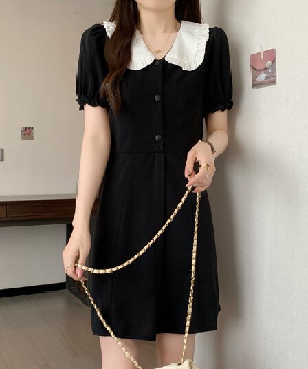 실사 여름 드레스 레트로 몸매 가꾸기 슬림해 보이는 외국 가스 다용도 빅 사이즈 여성 의류 V넥 반팔 드레스 m-4xl200 근