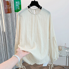 批发2026早春实拍<b class='q'>大码</b>女装法式<b class='q'>时尚</b>新中式国风苎麻灯笼袖衬衫慵懒上衣