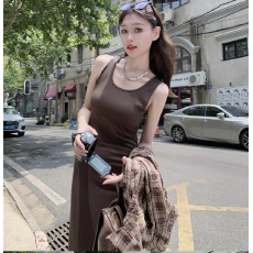 批发实拍夏装新款大码女装韩款背心连衣<b class='q'>裙</b>+格子衬衣套装M-4XL200斤