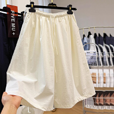 批发夏装新款<b class='q'>大码</b>女装速干裤松紧腰A字阔腿裤五分裤超好看外穿短裤