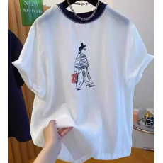 批发夏装新款大码女装棉麻短袖t恤宽松大版薄款超好看圆领亚麻上衣女