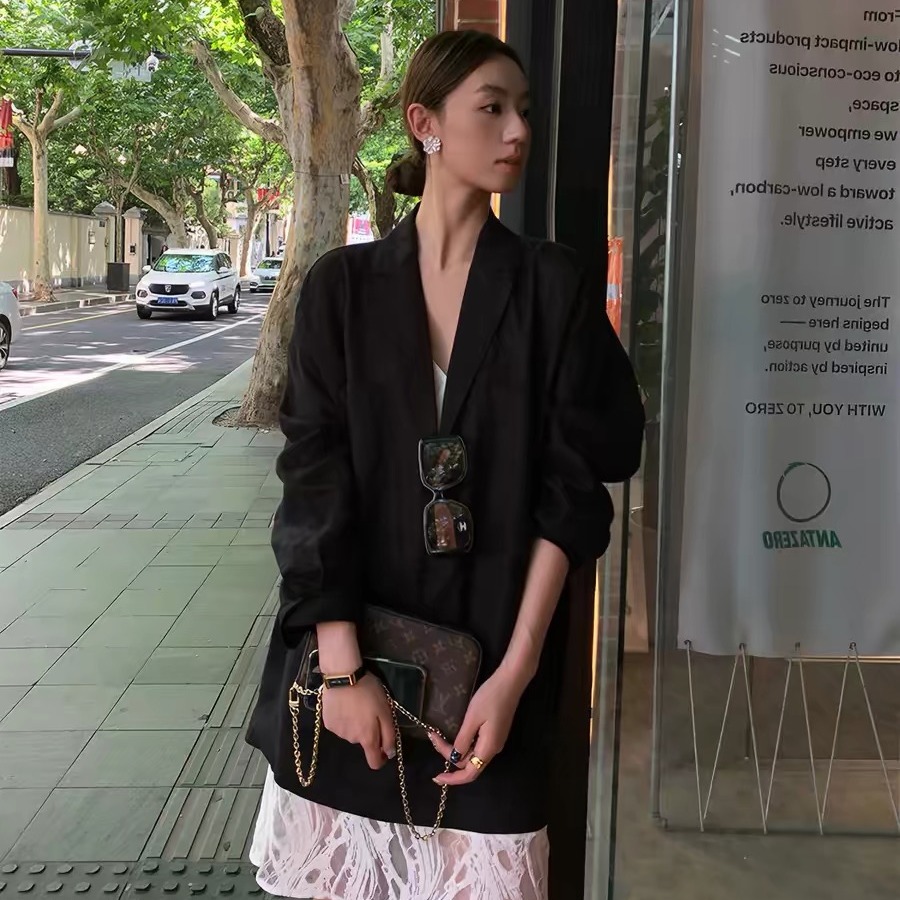 여름 드레스 새로운 빅 사이즈 워시 물 아마 루즈핏 셔츠 드레스 세련된 작은 대중 디자인 스타일 태양 보호 셔츠