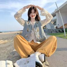 批发秋装新款韩版宽松显瘦<b class='q'>牛仔</b><b class='q'>马甲女</b>高级感别致独特宽松叠穿马夹套装