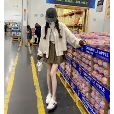 批发秋冬装新款棒球服外套女美式街头小个子短款百搭<b class='q'>休闲</b>撞色夹克