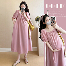 批发实拍 大量孕妇装2026夏季新品洋气宽松<b class='q'>大码</b>孕妇连衣裙