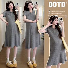 批发实拍~2026<b class='q'>孕妇装</b>新款<b class='q'>时尚</b>POLO领休闲针织麻花中长款<b class='q'>孕妇</b><b class='q'>连衣裙</b>