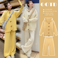 批发新品~孕妇装2025秋冬新款针织<b class='q'>毛衣</b>连帽两件套<b class='q'>韩版</b>宽松休闲风套装