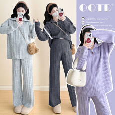 批发实拍~2025孕妇秋冬新品<b class='q'>韩版</b>时尚上衣+调节托腹裤减龄气质显瘦套装