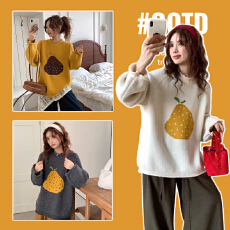 批发孕妇秋装2025新款秋冬加厚外穿提花套头毛衣长袖宽松休闲<b class='q'>百搭</b>上衣