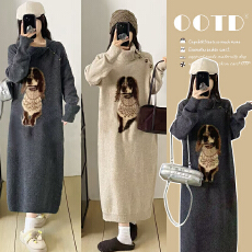 批发实拍~孕妇时尚<b class='q'>秋</b>冬新款卡通套头加厚孕妇连衣裙