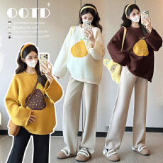 批发实拍~新款孕妇装2025秋冬加厚外穿提花套头毛衣宽松休闲<b class='q'>百搭</b>上衣