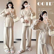 批发实拍~新款2025秋冬慵懒风宽松高级感针织毛衣孕妈保暖两件套