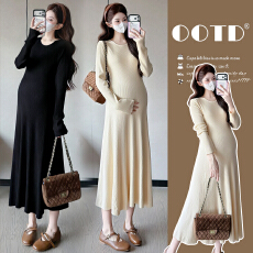 批发实拍~春季新品2026孕妇连衣裙新款中长款针织裙宽松休闲<b class='q'>打底裙</b>子