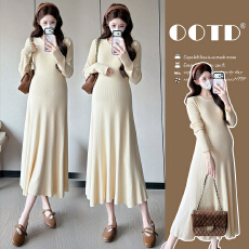 批发实拍~春季新品2026孕妇连衣裙新款中长款针织裙宽松休闲<b class='q'>打底裙</b>子