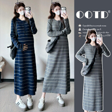 批发<b class='q'>实拍</b>现~<b class='q'>孕妇装</b>2026早春新品修身时尚条纹针织休闲百搭<b class='q'>孕妇</b><b class='q'>连衣裙</b>