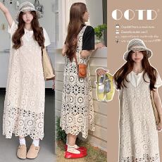 批发现現~2026孕妈夏季新品宽松遮肉显瘦懒人裙＋蕾丝气质吊带两件套