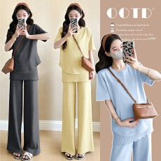 批发<b class='q'>实拍</b>大版型~夏季新品<b class='q'>孕妇</b><b class='q'>慵懒</b>休闲套装针织衫+屁帘裤子两件套穿搭