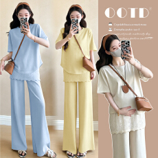 批发<b class='q'>实拍</b>大版型~夏季新品<b class='q'>孕妇</b><b class='q'>慵懒</b>休闲套装针织衫+屁帘裤子两件套穿搭