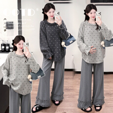 批发实拍~<b class='q'>孕妇</b><b class='q'>秋冬</b>新品懒人穿搭韩版时尚毛衣+阔腿裤减龄气质<b class='q'>显瘦</b>套装