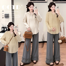 批发实拍~<b class='q'>孕妇</b><b class='q'>秋冬</b>新品懒人穿搭韩版时尚毛衣+阔腿裤减龄气质<b class='q'>显瘦</b>套装