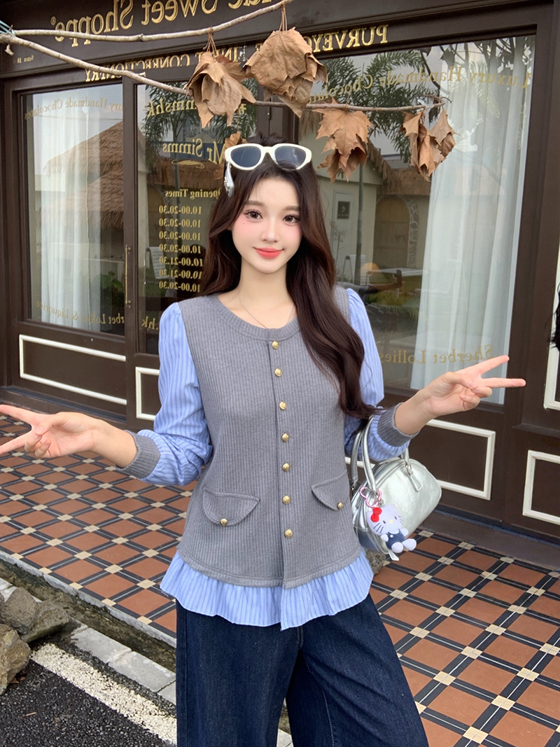 秋装新款胖mm休闲设计感减龄假...