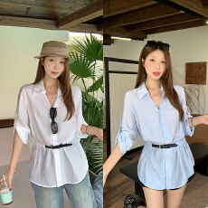 批发<b class='q'>实拍</b>2026夏装新款胖mm大码女韩系气质翻领收腰显瘦<b class='q'>衬衣</b>上衣