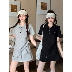 批发实拍2026夏装新款胖mm大码女甜美运动风刺绣小马polo短袖短裙套装