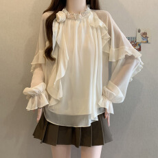 批发大码玫瑰花雪纺衫2026年春季新款气质时尚花边领衬衫