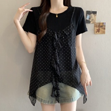 批发大码 系波点吊带两件套<b class='q'>T</b><b class='q'>恤</b>女夏季2026新款减龄设计感上衣