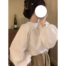 批发法式白色灯笼袖<b class='q'>衬衫</b>女早秋韩货洋气小衫高级感长袖上衣
