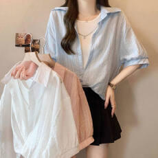 批发<b class='q'>胖</b>mm<b class='q'>夏季</b>新款防晒衫短袖衬衫内搭无袖吊带时尚两件套上衣女