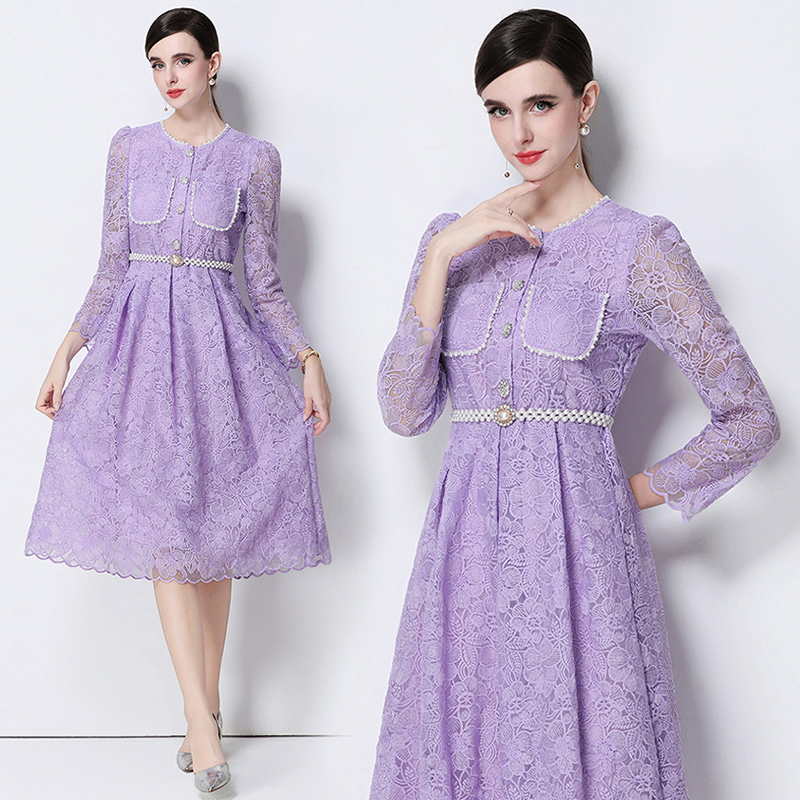 MY15318# 原创轻奢高级感时尚显瘦镂空刺绣定位连衣裙女裝貨源服裝批發