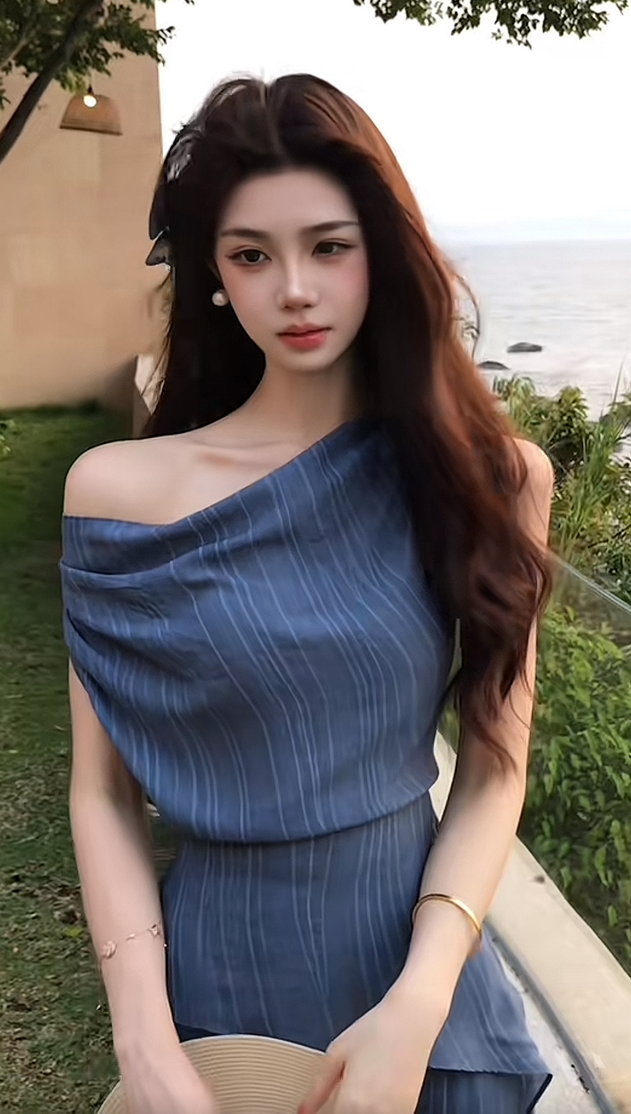 무쯔리 목자이 ~ 중 리 남자 여름 회색 조정 품격 흔들다 칼라 민소매 허리 수축 맨위 슬림해 보이는 도루 센스 넓은 다리 길이 바지 세트