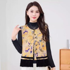 批发新中式国风金丝绒拼接马甲女2025秋季新款<b class='q'>时尚</b>妈妈装宽松坎肩上衣