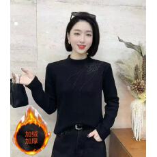 批发2025年秋冬季新款百搭显瘦减龄女镂空刺绣韩版长袖磨毛打底衫上衣