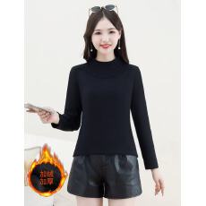 批发半高领烫钻钉珠打底衫女士秋冬新款加绒加厚百搭显瘦<b class='q'>长袖</b>上衣小衫