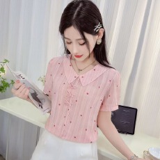 批发<b class='q'>娃娃领</b>波点衬衫女2026夏季新款显瘦洋气小衫气质减龄T恤<b class='q'>雪纺上衣</b>