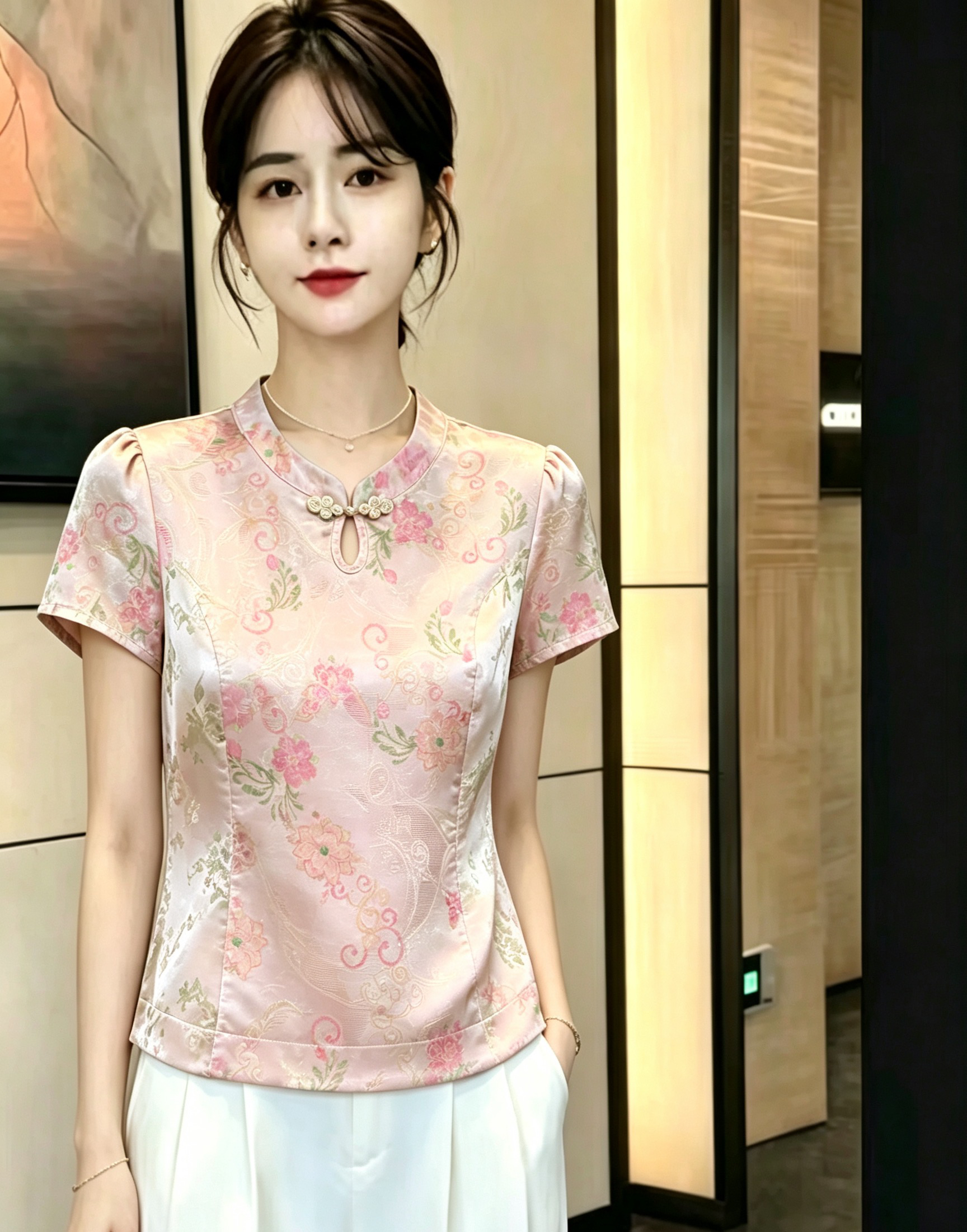 RY9503# 新中式国风短袖改良盘扣旗袍女2026夏新款高级感漂亮女装衬衫上衣