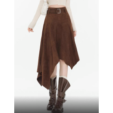 批发美拉德穿搭麂皮绒<b class='q'>半身裙</b>女秋冬新款高级感a字中长裙